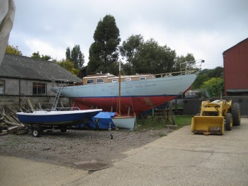 1960's Kim Holman "Rummer Class" timber yacht surveyed  at Woodbridge 2014